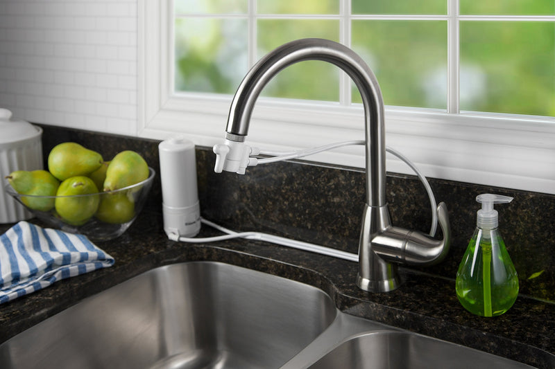 Home Master HM-Mini Countertop Faucet Filter, 1500 Gallon Replaceable Filter, 1 Micron Absolute NSF Certified, Removes Chlorine, Chemicals, VOCs, TTHMs & More, Made in USA Mini