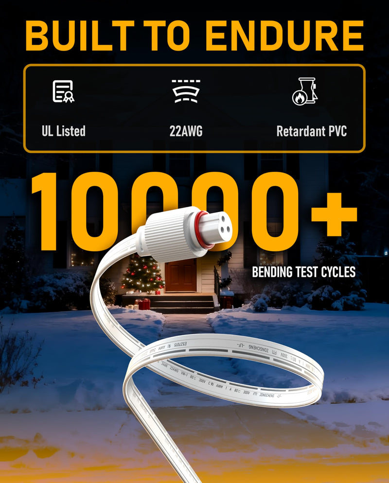 33FT Extension Cable for Govee Permanent Outdoor Lights 2/Pro, Dots String Lights, IP68 Waterproof 3-Pin Extension Cord Compatible with Govee H705A H705B H705C H706A H703A H703B H805A H805C, White 33 Foot Extension Cable
