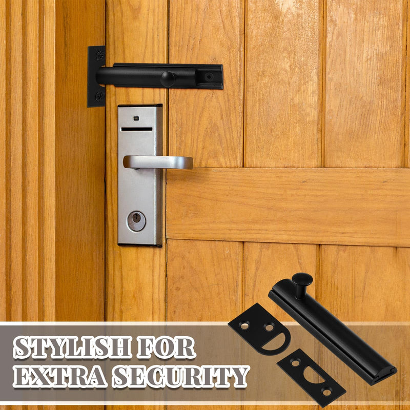 Lothee 4 Pcs Solid Brass Surface Bolt Door Slide Bolt Door Latches for Top of Door Slide Latch Lock (Matte Black,3") 3'' Matte Black - NewNest Australia