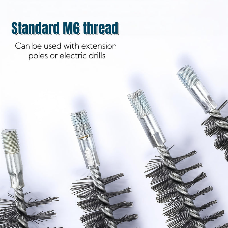 50 in Pipe Cleaning Brush Set with Stainless Steel Bristles, 5X Wire Brush with 4X Galvanized Flexible Rods, Stainless Steel Pipe Brush for Rust Polish,Tubes,Auto Parts Cleaning