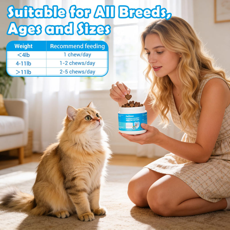 Cat Urinary Tract Health Supplement,Cats UTI Chews, Bladder and Kidney Support for Cats, Contains Cranberry, Yeast Extract and Vitamins, 100 Count