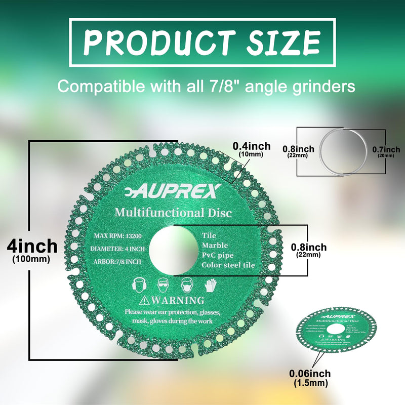 5 Pack 4 Inch Indestructible Disc for Grinder, 7/8" Arbor Angle Grinder Diamond Cutting Disc, Cut Everything in Seconds, Multifunctional Cutting Blade for Various Materials-Green Green 5.0