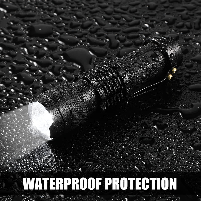 Fumete 20 Pieces LED Flashlight Mini 3 Mode Tactical Torch Small Water Resistant Pocket Flash Light Adjustable Focus Light Pen for Men, Father, Indoor Outdoor Hiking(Black) Black
