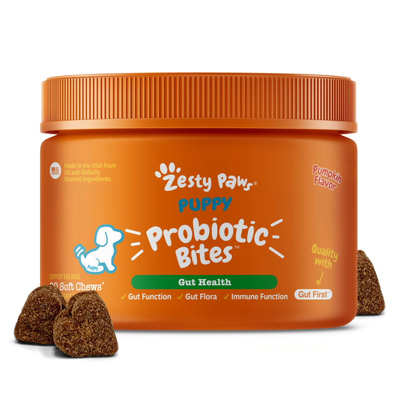 Zesty Paws Puppy Probiotics for Dogs - for Digestive Health, Gut Flora & Immune System Support - Dog Probiotics for Puppies with Bacillus subtilis & Pumpkin - 90 Count Pumpkin - Puppy