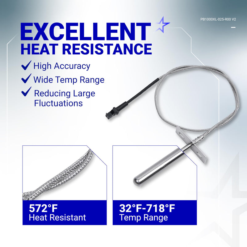 [Upgraded] BlueStars RTD Temperature Probe Sensor, Compatible with Pit Boss Pellet Grills and Smoker, Temp Probe Replacement, Meat Probe Sensor PB1000XL-025-R00 V2 (70123-AMP)