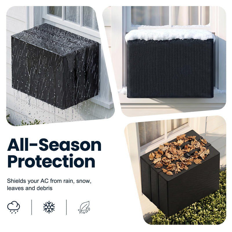 Window Air Conditioner Cover for Outside, 3 Layers Winter Insulation for Window AC Unit, Waterproof & Windproof & Dustproof, Heavy Duty Air Conditioner Covers Outdoor , 17"W x 13"H x 12"D, Black
