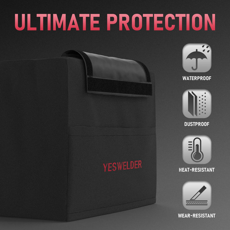 YESWELDER Welder Cover, Waterproof Protective Dust Cover for Welding Machine with Storage Pockets Medium Size 16.93" x 14.17" x 8.66" M (MIG-205DS PRO)