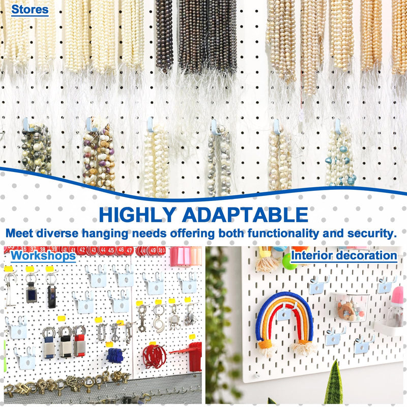 Tandefio 50 Pcs Pegboard Hooks Metal Prong Hook Peg Board for Hanging Hangers for Wall Picture Jewelry Display Tool (Silver) Silver