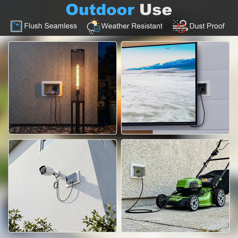 Recessed Outlet Box, DBHR1C Low Profile Electrical Outlet Box with Weatherproof Cover for Flat Surface Retrofit Construction, No Lap, Horizontal, Clear