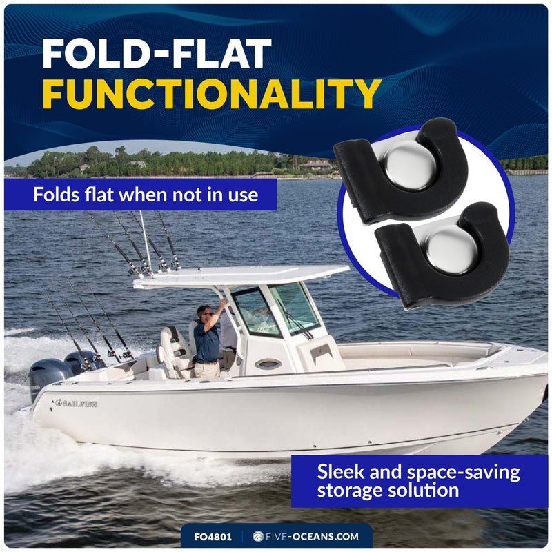 Five Oceans Boat Hook Holder - Folding Push Pole Holder for Boats, Heavy-Dyty Stainless Steel Nylon Design, 2-Pack, Secure Storage Solution - FO4801-1