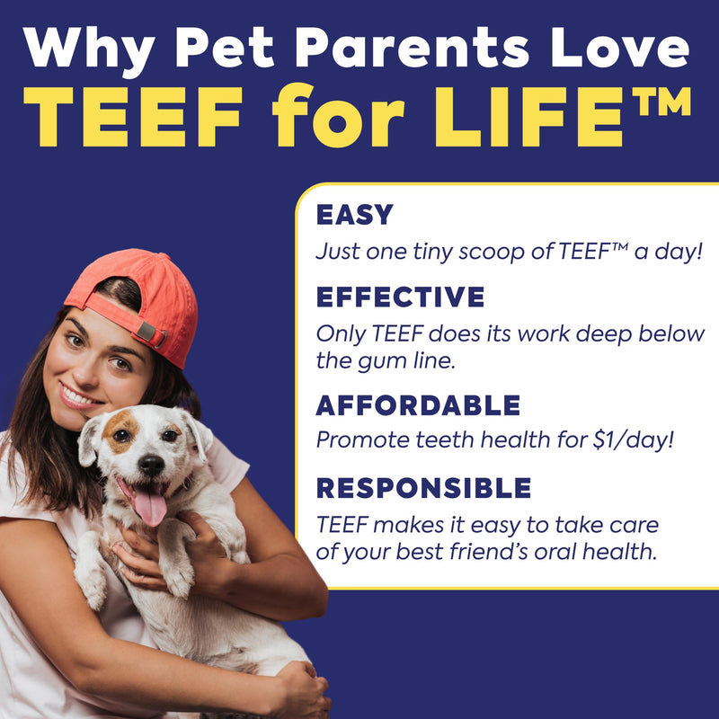 TEEF FOR LIFE Refill Packets Protektin42 Prebiotic Dental Powder for Dogs, Plant-derived, Clinically-Proven Formula Naturally Fights Bad Breath, Plaque, and Tartar, 3 Packets with 90 Servings Refill Packet (90 Servings)