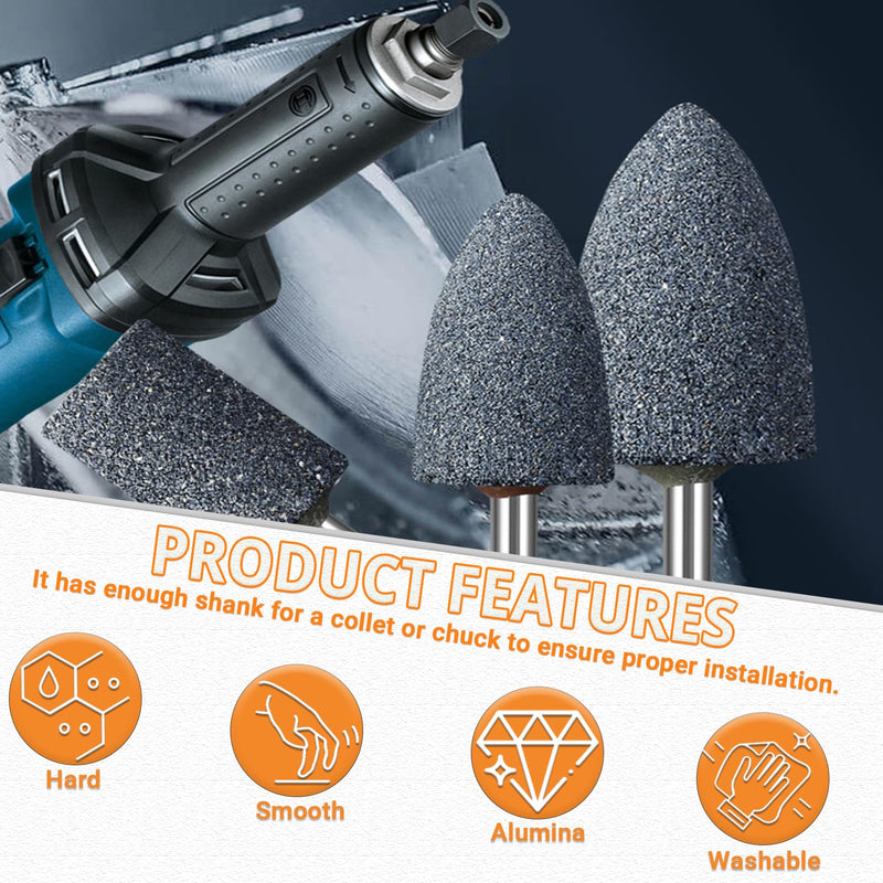 16 mm Cone Shape Grinding Stone，1/4" Shank Aluminum Oxide Mounted Grinding Stones, Aluminum Oxide Grinding Point for for Grinding, Polishing，Deburring Ferrous Metals(8 Pcs) 16mm Z