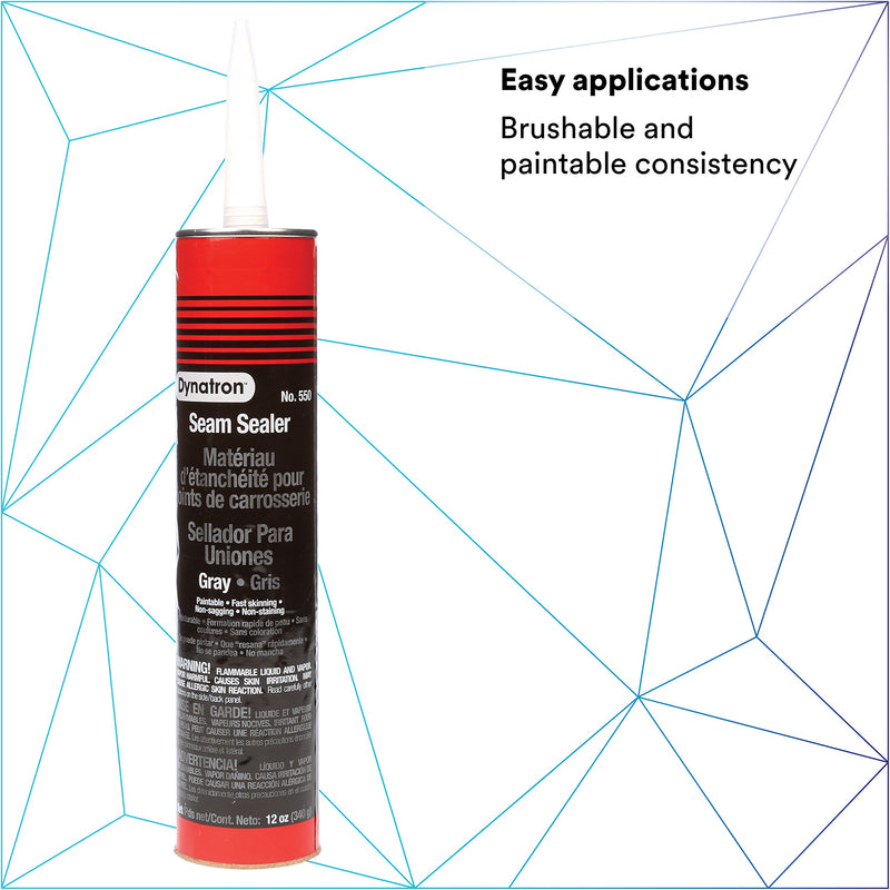 3M Dynatron Auto Seam Sealer Caulk, 550, Grey Color, Permanently Elastic, Fast-Skinning, Non-Staining, Non-Sagging, 12 oz 12 FL OZ
