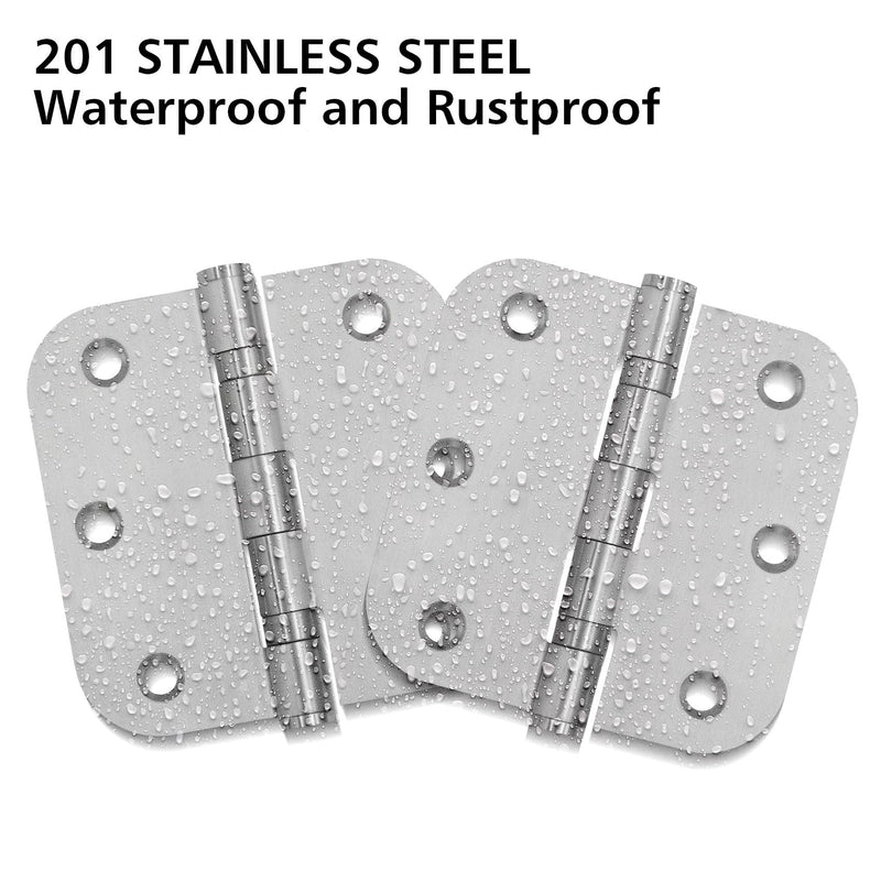 3 Pack 3.5 x 3.5 Inch Stainless Steel Door Hinges 3.5 x 3.5 Inch Silver Ball Bearing Door Hinges with 5/8 Radius Corners, 3 1/2 Inches Rounded Interior Hinge for Bathroom, Bedroom, Living Room