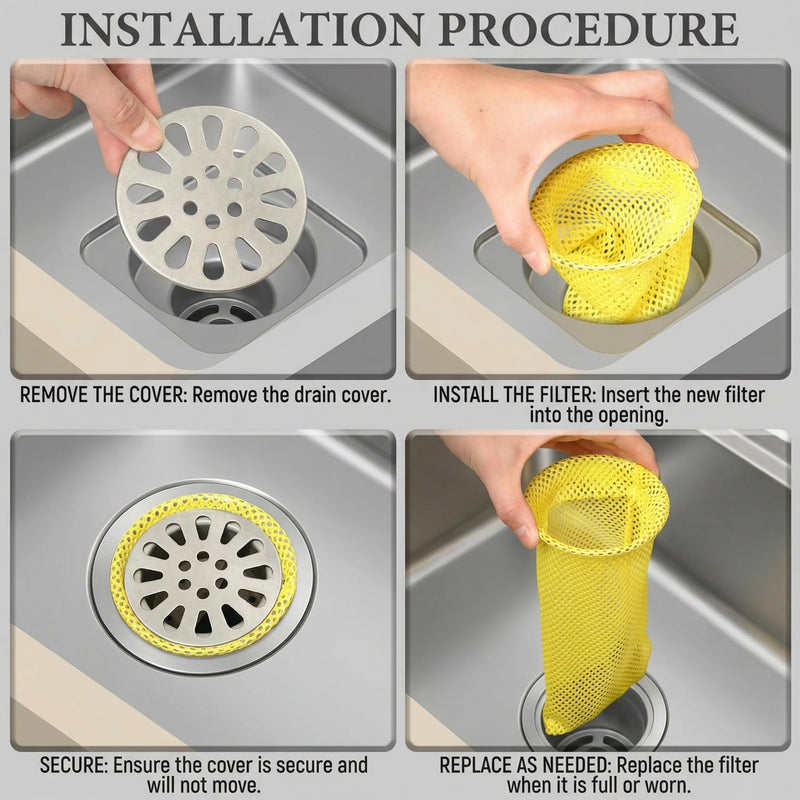 SATINIOR 8 Pcs Commercial Kitchens Drain Sock 3" Disposable Mesh Strainers for Floor Drains Yellow Mesh Drain Sock Strainer with Metal Ring on Top for Restaurants Facilities Prevent Clogs Odors 3"