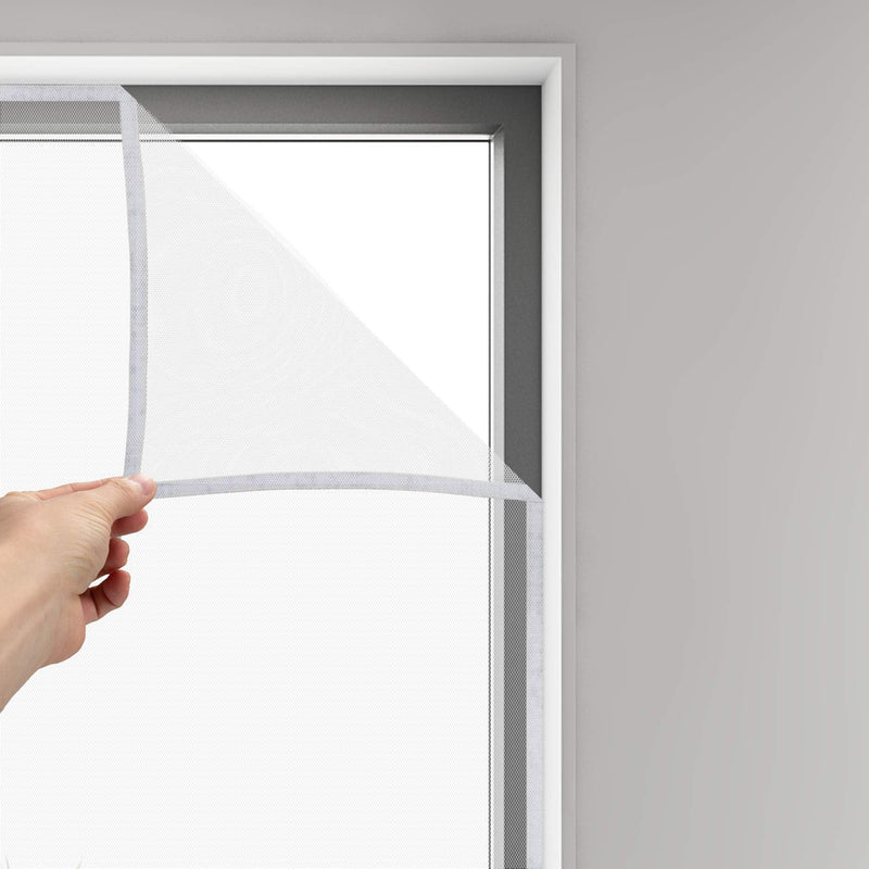 Flyzzz DIY Self-Adhesive Window Screen Netting Mesh Curtain, 100X150cm (Approach 39.37x59.05 Inches), with Hook and Sticky Tape, Fitted to Multiple Windows (1 Pack, White) 1 Pack