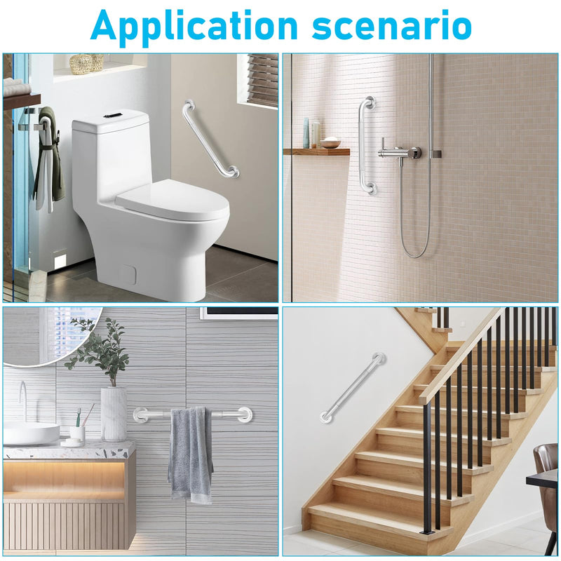 2-Pack, Shower Grab Bars & Bathtub Safety Handles - 304 Stainless Steel Textured Non-Slip Assist Rails for Anti-Fall Support in Tub, Shower, and Toilet Areas, 12 Inch
