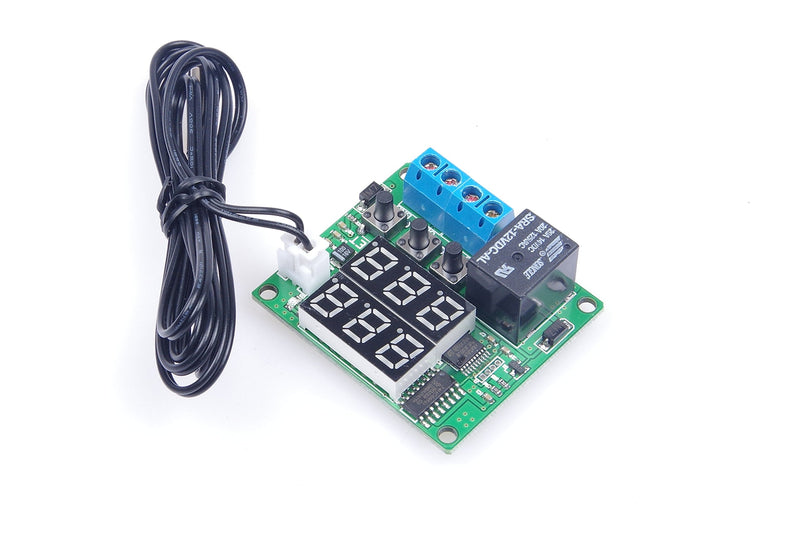 DC 12V Digital Thermostat Module -58℉ to 257℉ Fahrenheit Temp Display Temperature Controller Board with 20A Relay Waterproof Sensor Probe Dual LED Display Red Blue