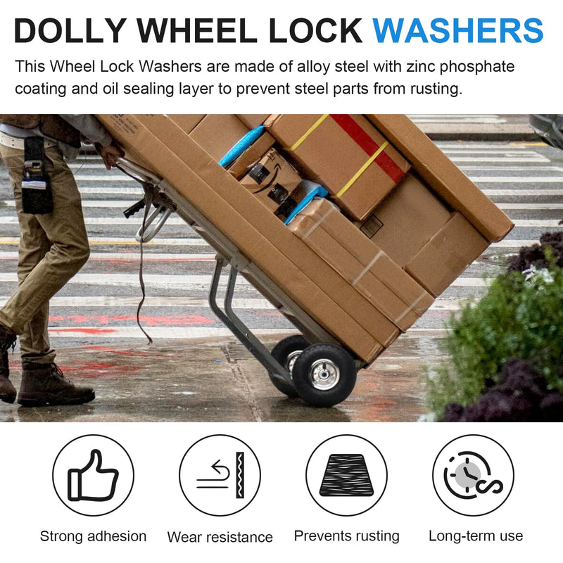 16 Pcs Dolly Wheel Lock Washers Replacement for Hard-to-Find Spring Steel Push-On Pushnuts - Locking Washers Axel Parts fits 5/8" Dolly Axle Rods with Oiled Phosphate Finish