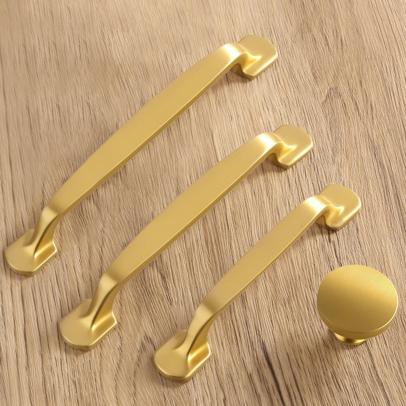 Solid Brass Cabinet Pulls Handles 3-3/4 Inch Hole Center Brushed Brass Finish Luxurious Cabinet Hardware Dresser for Kitchen Drawer Dresser Cupboard 5 Pack
