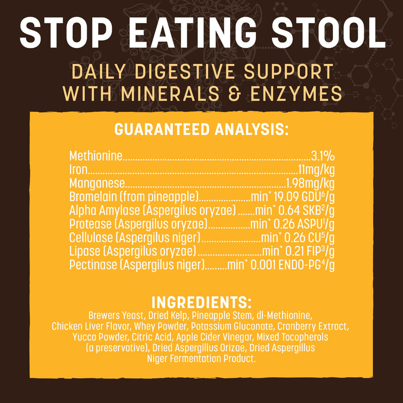 Earth Animal Apothecary Powder Supplement - Stop Eating Stool Nutritional Powder for Dogs & Cats - 8 oz Stop Eating Stool Nutritional Supplement