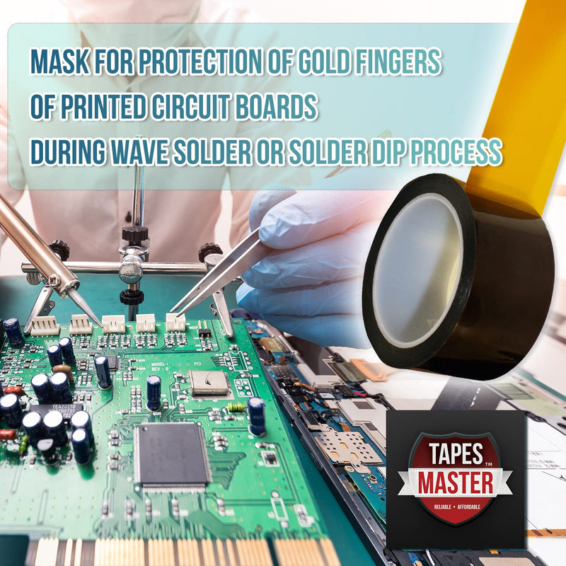 Tapes Master - 1/2" x 36 Yds 1 Mil Polyimide High Temperature Heat Resistant Heat Transfer Thermal Electrical Insulation Tape 1 Roll - 1/2"
