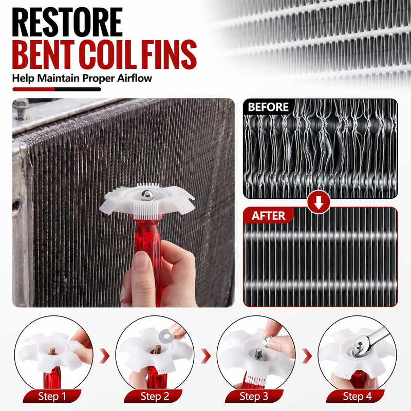 Feekoon 2PCS AC Fin Comb Kit, Fin Straightener Tool with 8-22 FPI Coverage