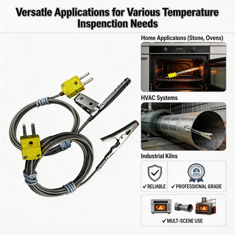 Type K Thermocouple, 2-Pack TL3163K Type K Air Probe for use with the TL0500, | Measurement range: 40–500°F 40–69-inch cable length