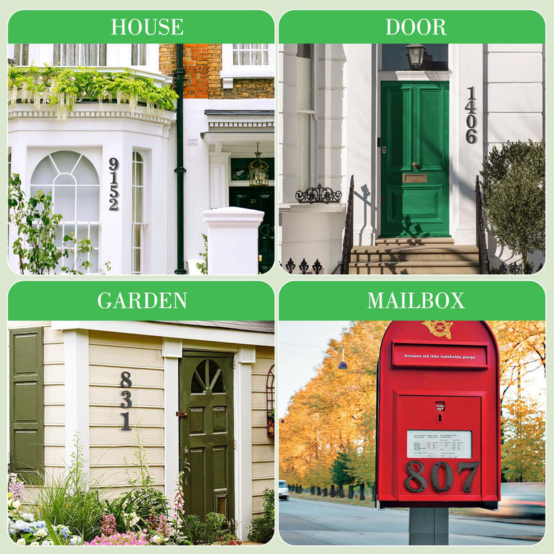 5 Inch Modern House Numbers for Outside, Large Metal Address Numbers for House, Anti-Rust Floating House Numbers with Nail Kits for Front Door Garden Mailbox, Black Zinc Alloy Style (Black 1) Black 1