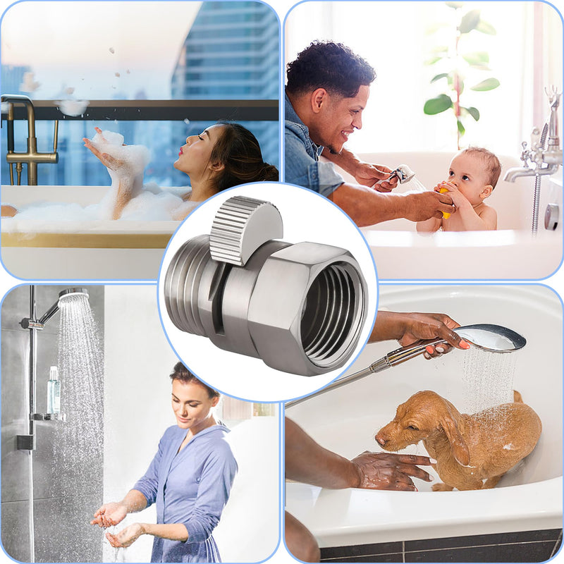 Shower Flow Control Valve, Brass Shut Off Valve for Hand Shower or Fixed Shower Head, G1/2" Shower Pressure Regulator Brushed Nickel