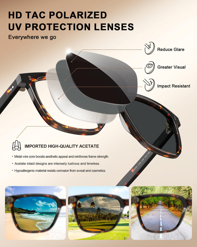 CARFIA Polarized Sunglasses for Women: Acetate, Small/Medium Size, UV400 Anti Glare CA5354 9 - Tortoise Frame Grey Lens Medium Face Frame Width 142mm