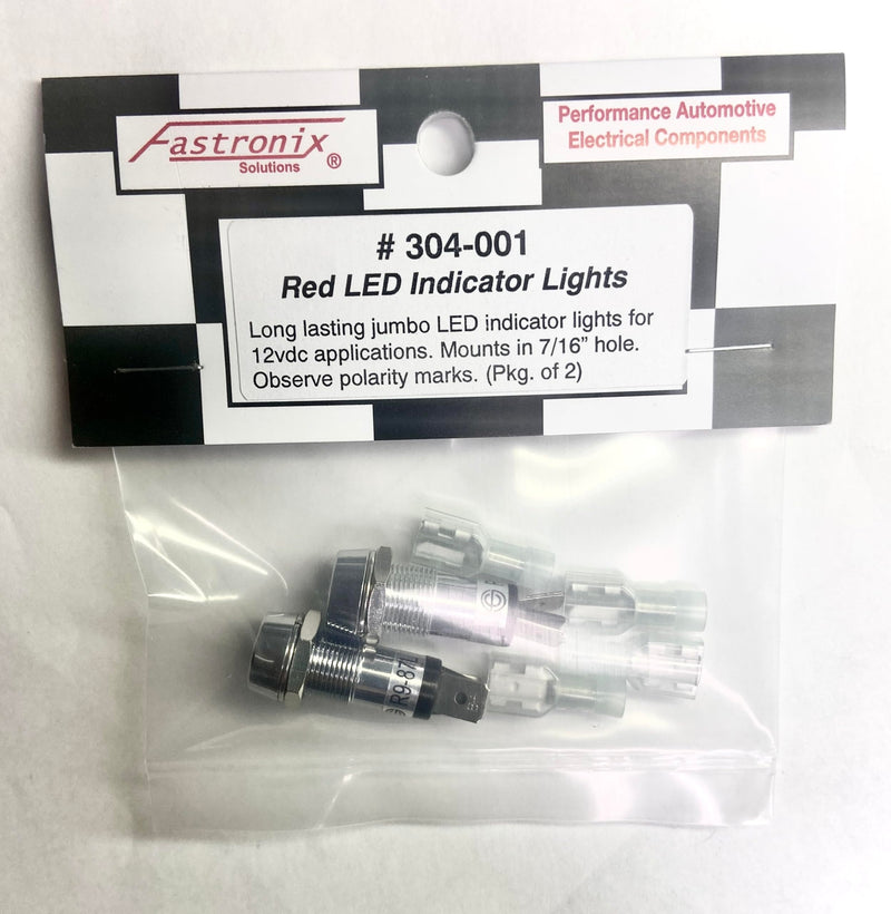 Fastronix 12V Red LED Automotive Indicator Light with Terminals (2 Pack)