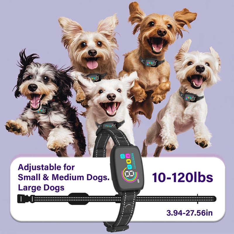 Dog Bark Collar, Rechargeable Anti Barking Device with 4 Modes & Long Battery Life, Adjustable Beep Vibration Static Shock Training Collar for Small Medium Large Dogs