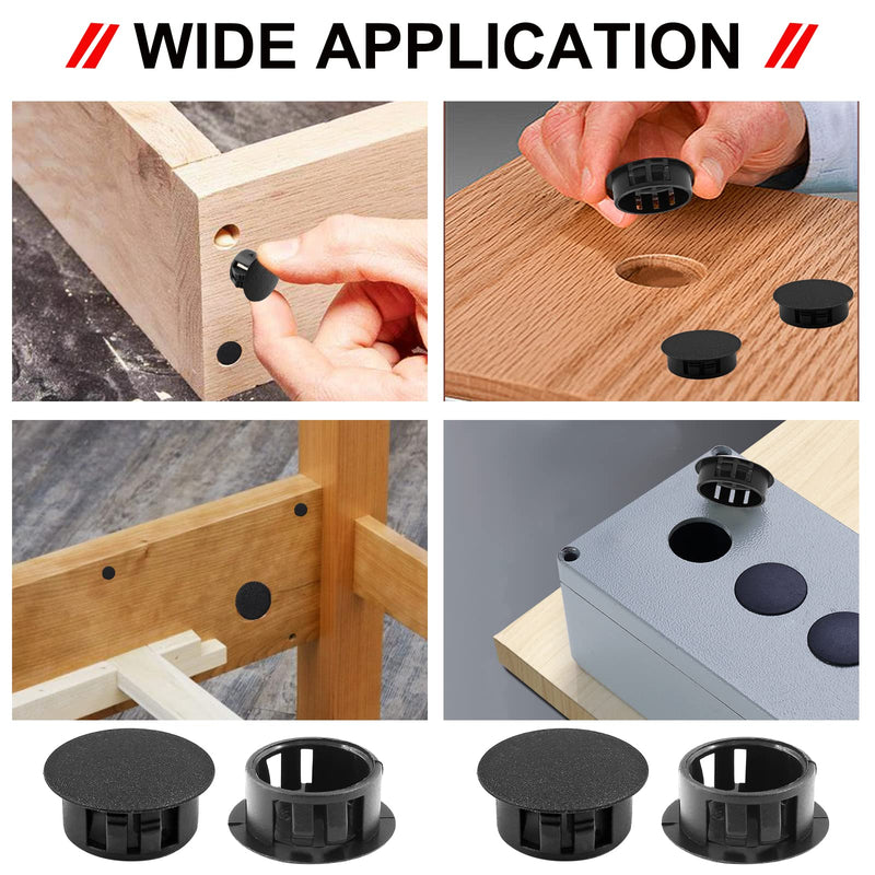 30Pcs 3/4 inch (19mm) Black Hole Plugs, Plastic Round Flush Type Panel Plugs Fastener Cover for Furniture Protectors 3/4inch (19mm)