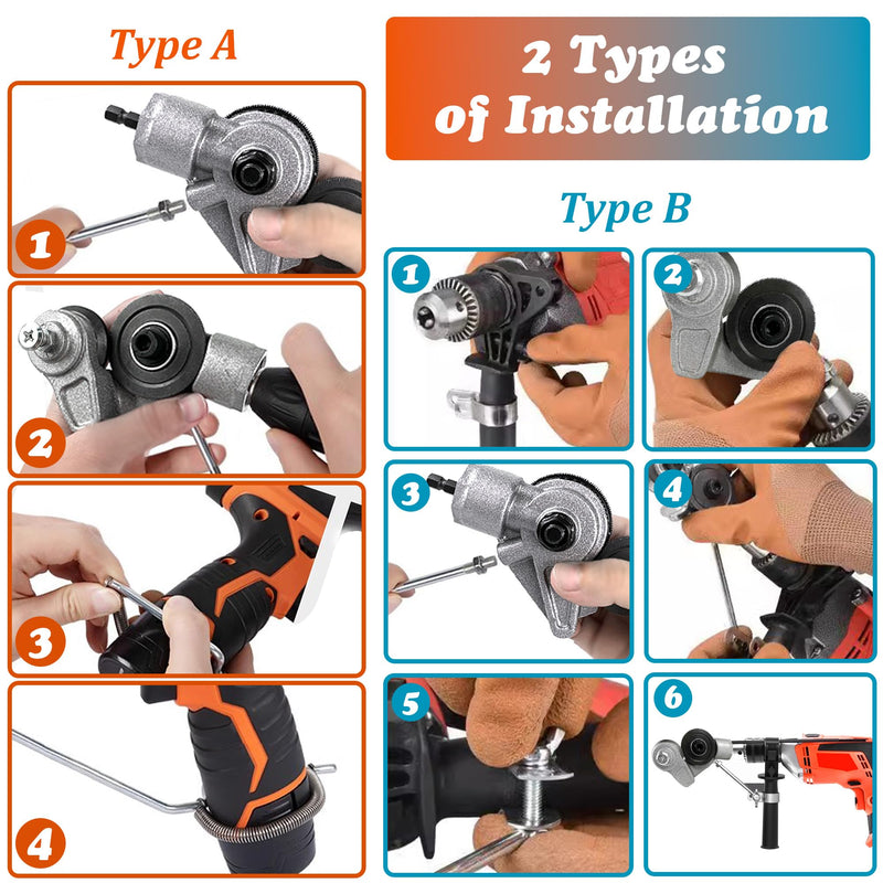 Upgraded Electric Drill Plate Cutter, Metal Nibbler Drill Attachment with Adapter, Sheet Metal Cutter, DIY Metal Drill Attachment for Cutting Iron, Steel,Copper, Aluminum, White Sheet (Black) Black
