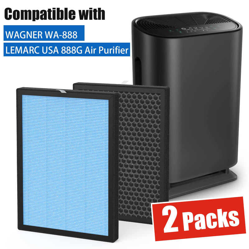 WA888 Repalcement Filter, Compatible with Wagner Switzerland WA888, LEMARC USA WA888G Series Purifers, pack of 2 888
