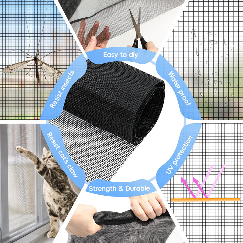 48"x102" Windows Screen Mesh,Fiberglass Window Screen Mesh, Screen Door Mesh, Windows Screens and Screen Door Replacement, Patio Screen Mesh