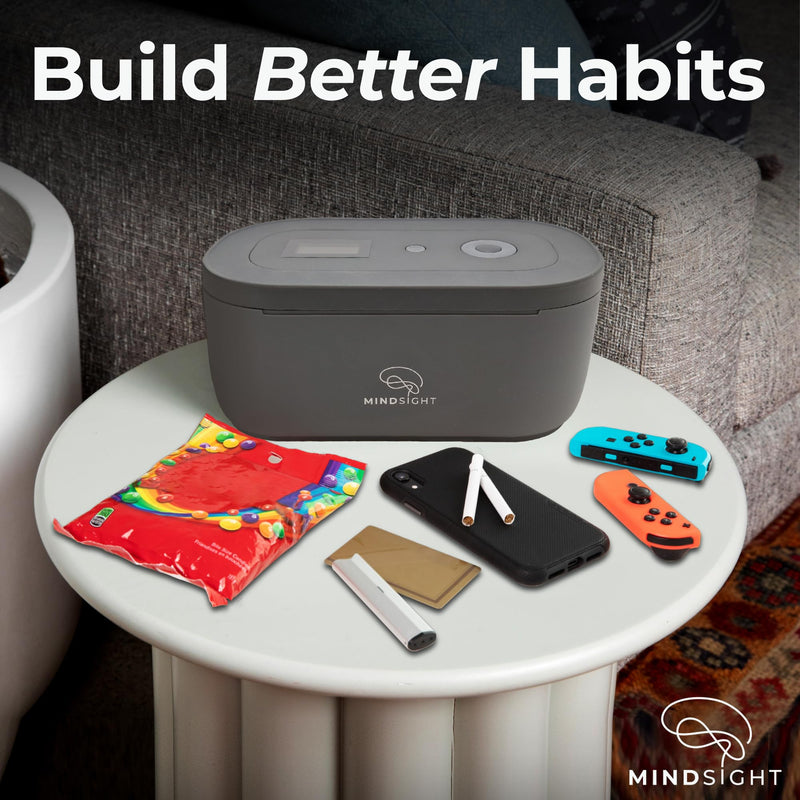 Mindsight Timed Lock Box | Unplug from Phones, Video Games, Social Media, Snacks & Cravings | 3 Modes based on Willpower | Easy to Use | Out of Sight ~ Out of Mind | Boost Your Mental Wellness Standard Charcoal