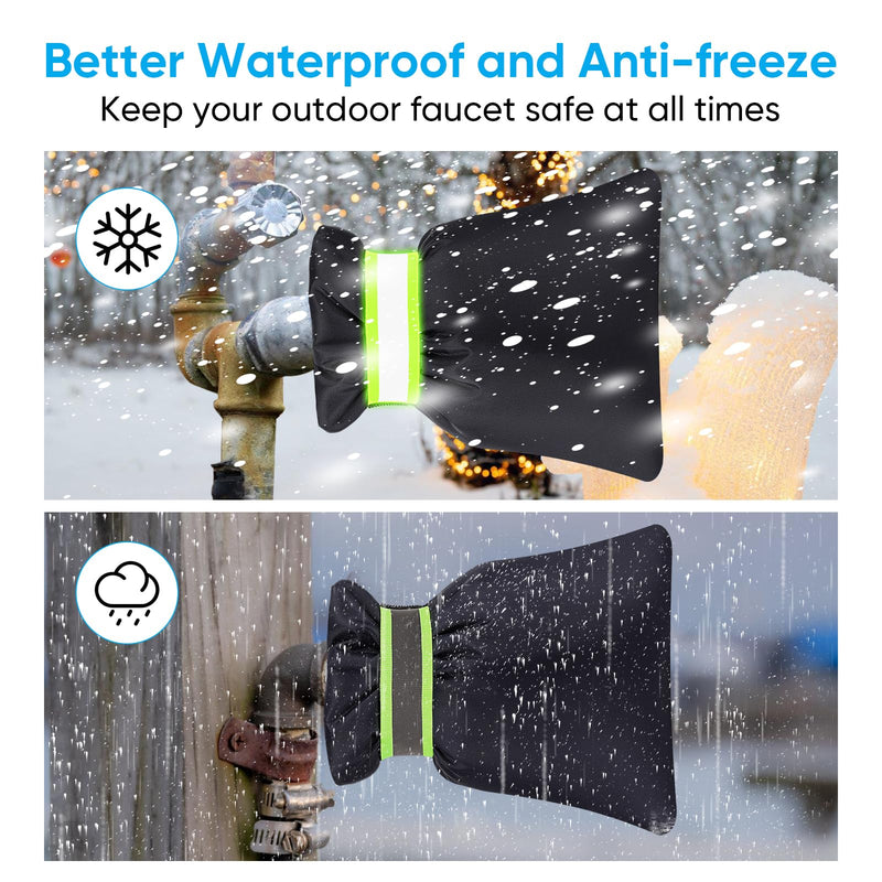 Outdoor Faucet Cover for Winter - Pro 7.1''W x 9.8''H Water Socks Freeze Protection Pipe Insulation Reusable Waterproof Insulated Spigot backflow Cover, Black (2) 2