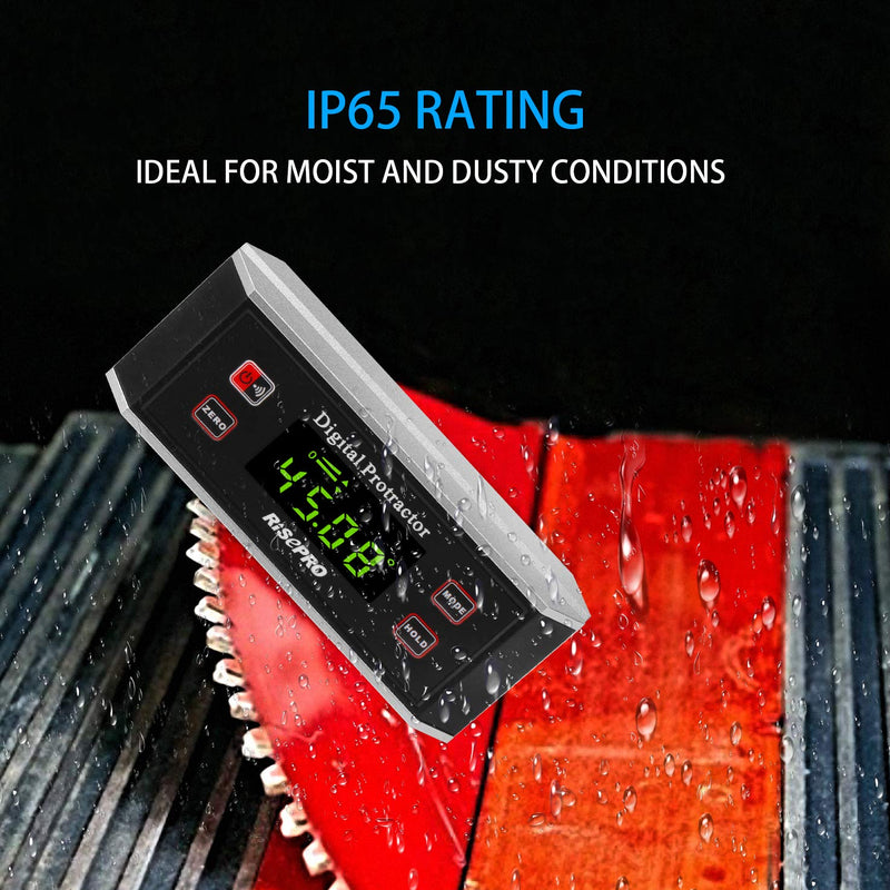 Inclinometer, RISEPRO® Digital Protractor Angle Finder Level Inclinometer Magnetic V-Groove 0~360 degree with Backlight 82413B