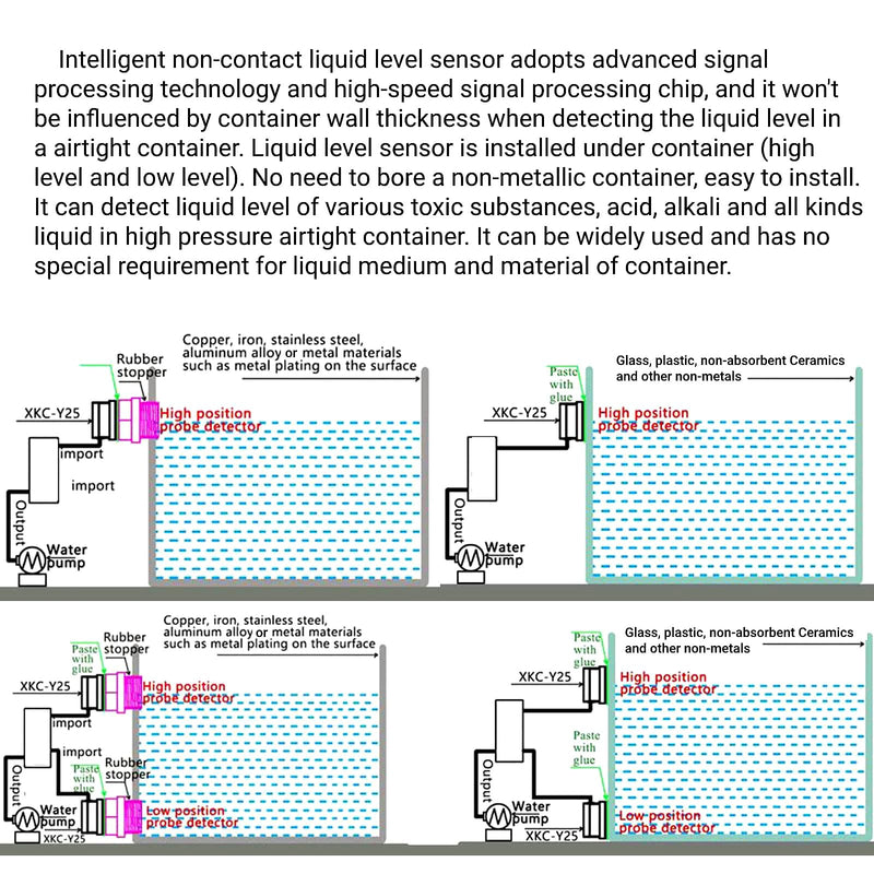 XKC-Y25-NPN Waterproof Non-Contact Liquid Level External Sensor Sensor Switch Output DC 5-12V