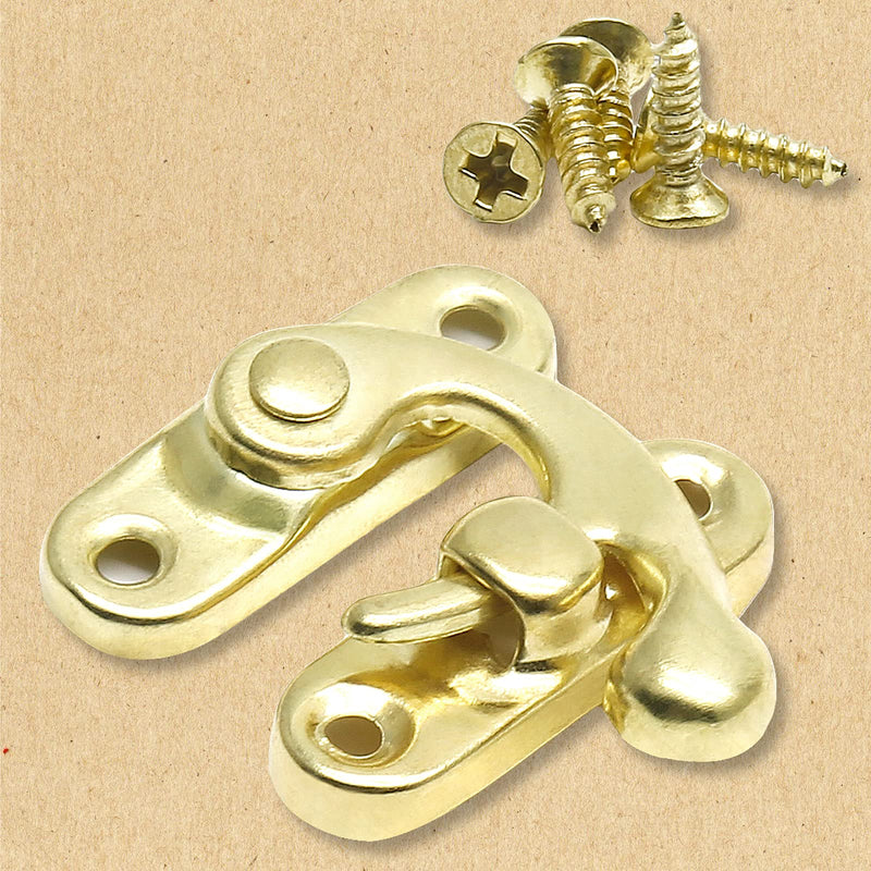 10 Pcs Antique Latch Hook, Antique Jewelry Box Latch, Antique Right Latch Hook with Screws for Wood Jewelry Box Toolbox Suitcase Case (Gold) 10 Pieces Gold