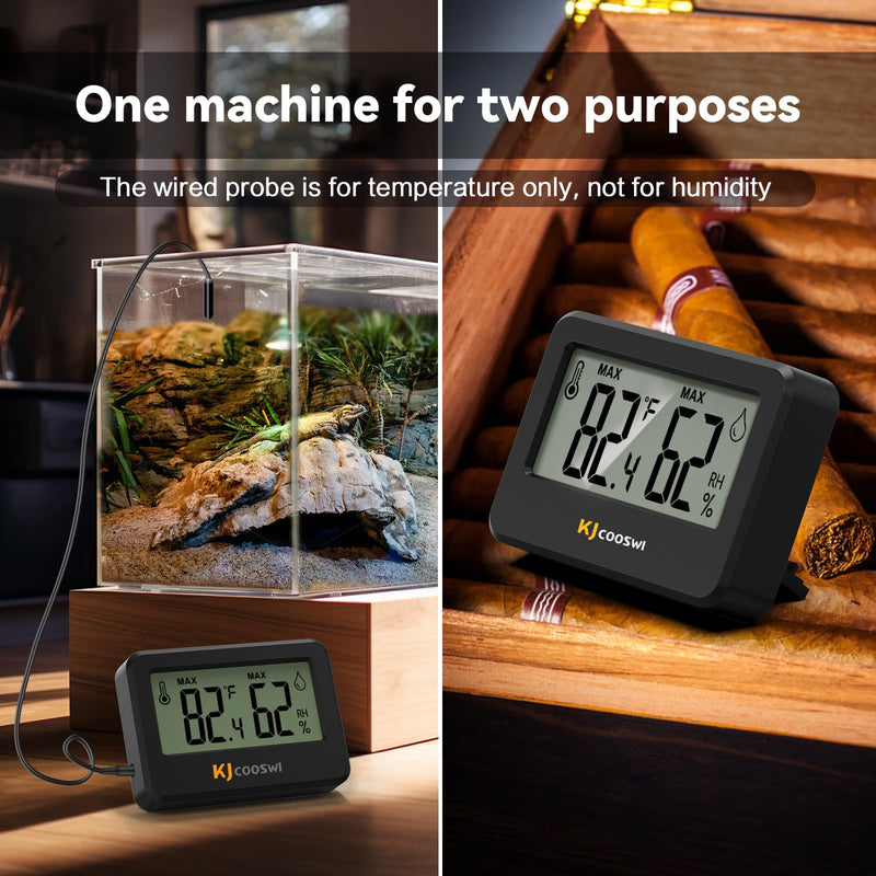 4PCS Mini Digital Hygrometer and Thermometer Reptile Thermometer with Extend Probe (Only Temperature) Indoor Temp and Humidity Meter with Magnet with probe
