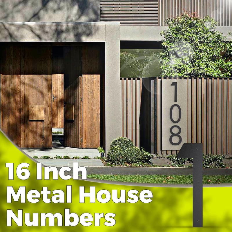 16 Inch Large House Numbers for Outside, Big Black Matte Metal Door Number 1, Oversized Address Numbers, Modern, Digital Signage for Houses, Apartments, Hotels, Factories (One) One