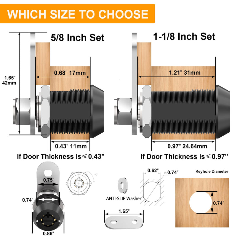 1 Pack Cabinet Locks with Keys, 5/8" Cam Lock Keyed Alike, RV Storage Locks for Storage Door File Cabinet Toolbox, Zinc Alloy 1 Pack 5/8 Inch Black - NewNest Australia