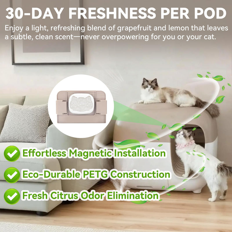 6 Pack Fragrance Box Deodorizer for Snow+ Automatic Cat Litter Box, Odors Remover Compatible with PetSnowy Self-Cleaning System, Grapefruit-Lemon