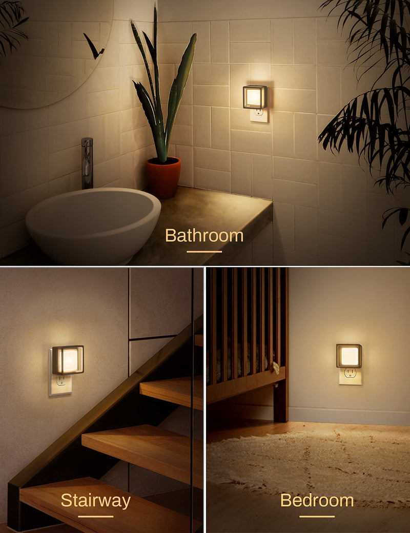 DORESshop LED Night Light, Night Lights Plug Into Wall [2 Pack] with Dusk-to-Dawn Sensor, Dimmable Nightlights, Adjustable Brightness for Bathroom, Hallway, Bedroom,Kids Room,Stairway,Soft White Soft White
