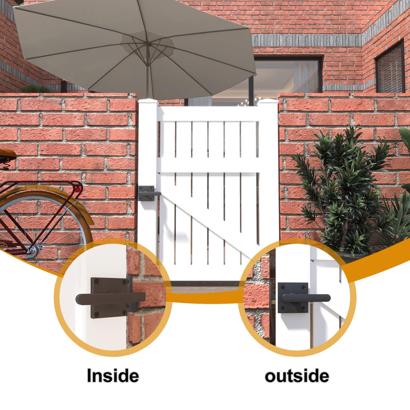 Sdstone Double Side Gate Latch,Heavy Duty Swinging Door Latch Gate Hardware for Wooden Fence,Gate Hardware for Left Inswing Outdoor Wooden Gates, Pool Gate, Backyard, Garden GL-1 left inswing gate