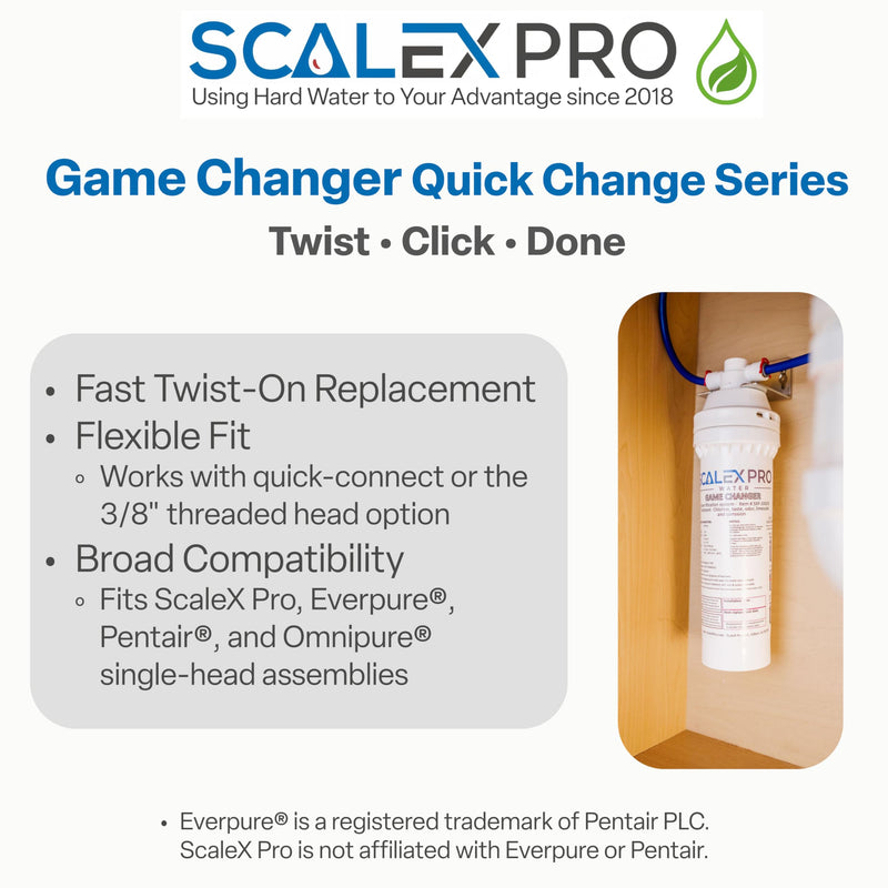 Game Changer 10in Water Filter Replacement – Prevents Limescale, Removes Chlorine & Odors – Fits Most Industry Standard QC Heads – SXP-10GCR – 4000 Gal Capacity