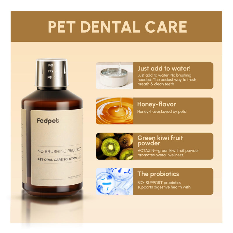 Advanced Probiotic Pet Dental Water Additive, Bio-Active Formula to Fight Oral Bacteria at The Source, Freshens Breath, Reduces Plaque & Tartar, Just Add to Water, Vet Recommended, 9.8 oz